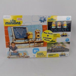 Minions Puzzles 1-Floor 36" x 24" Sealed 2-Lenticular 9" x 6" Movie Exclusive
